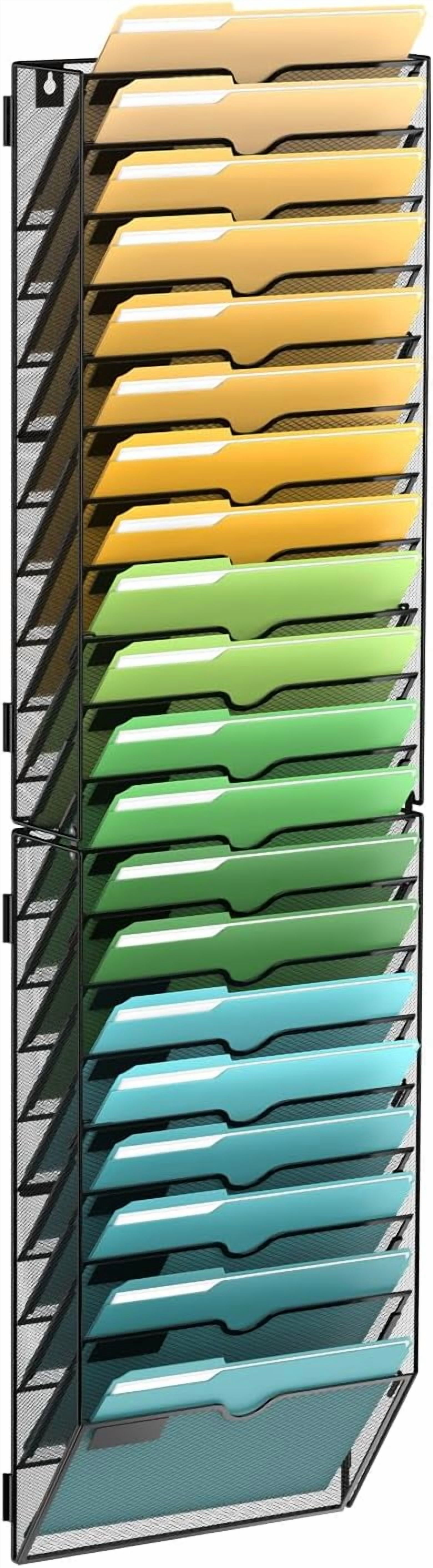 20-Tier Wall File Organizer Mesh Office Mail Holder, Hanging Wall ...