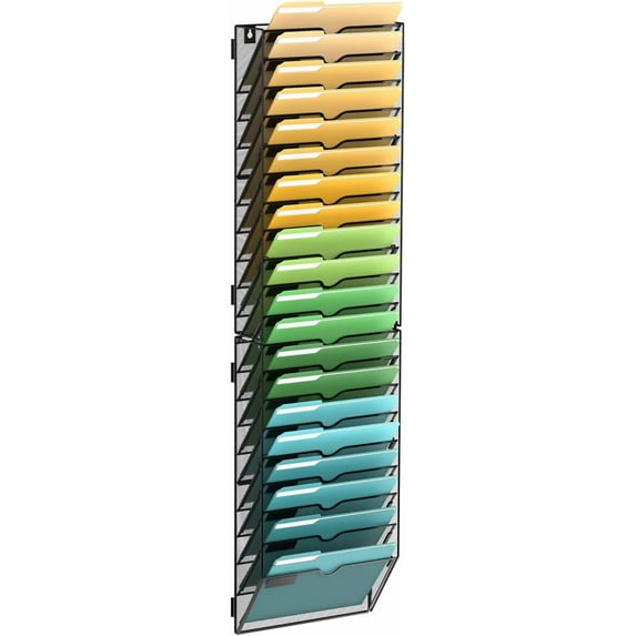 20-Tier Wall File Organizer Mesh Office Mail Holder, Hanging Wall Organizer Magazine Rack for Office Assembly Needed, Black