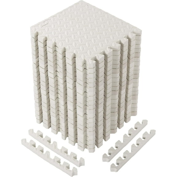 20 Tiles 12x12x1 Inch EVA Thick Interlocking Foam Floor Tiles Puzzle Exercise Mat Foam Mats for Pets Boys Girls Classroom Nursery Gym(White)