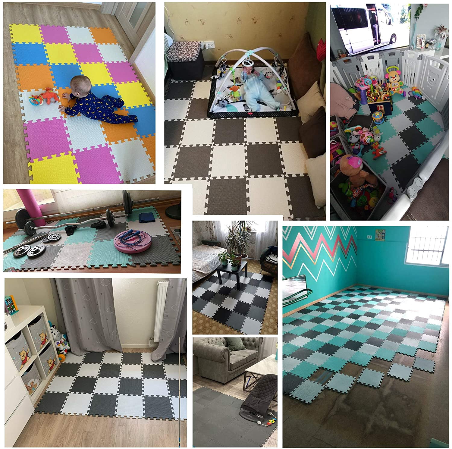 ®   20 Tiles (30cm×30cm×1cm Each Tile)  Soft Puzzle  Mats, Kids Thick EVA Foam Floor, Toddlers & Children's Soft Interlocking Mat R01R07R12G301020