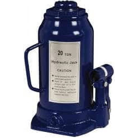 20 Ton Capacity Side Pump Bottle Jack 9-1/2" to 18-5/8" High, 6" Piston Stroke, 3-1/8" Screw Length, 1-1/2" Screw Diam, 2.2" Plunger Diam, 6-1/4" Long x 5-7/8" Wide Base