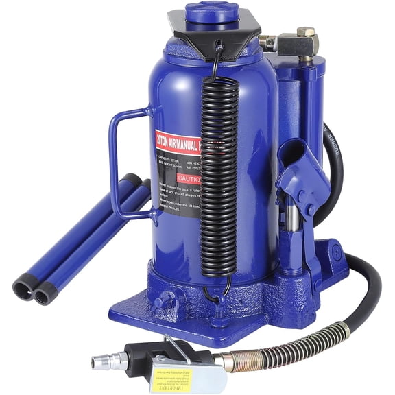 20-Ton Heavy Duty Pneumatic and Hydraulic Air Bottle Jack 10in-20in Lift Range Quick Lift with Manual Hand Pump In-Line Cylinder for Car Truck SUV RV Trailer Repair