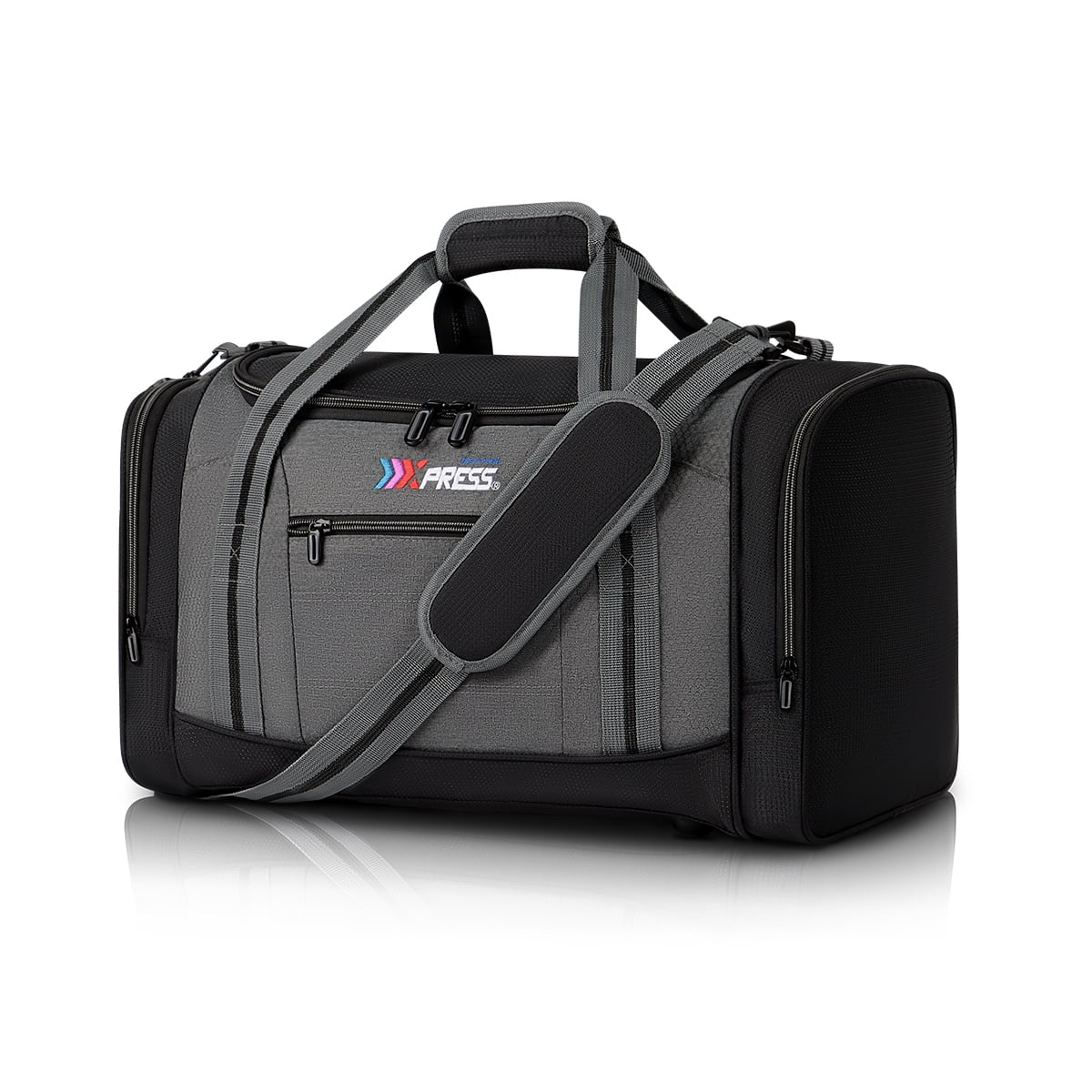 20" Travel Duffel Bag 45L Lightweight Foldable Sports Gym Bag Adjustable Strap Tear-Resistant Weekender Overnight Bag, Grey(LX298)