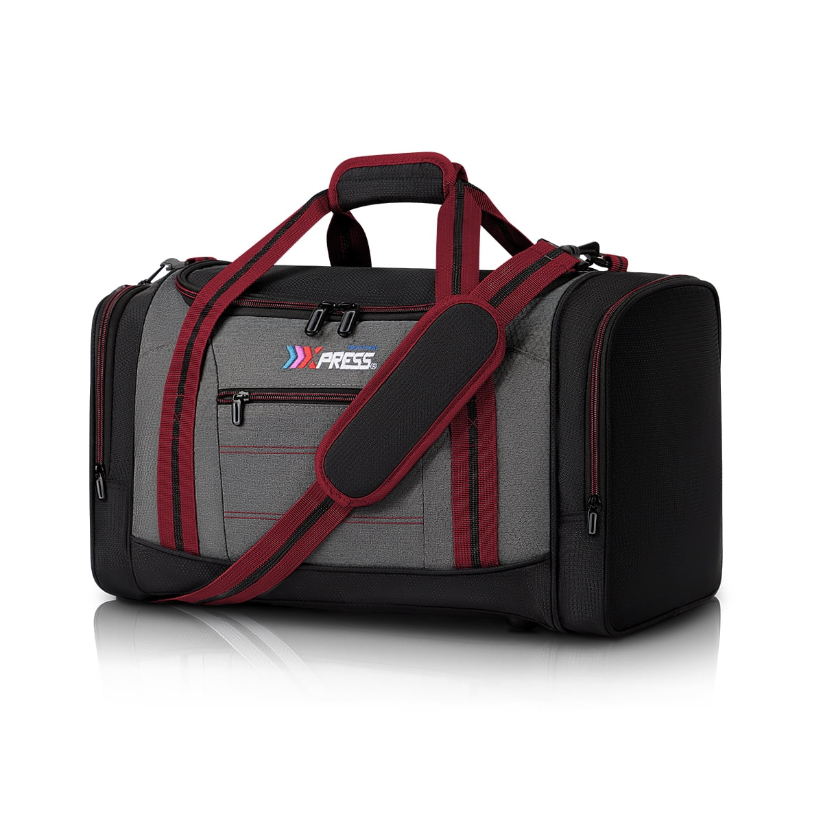 20" Travel Duffel Bag 45L Lightweight Foldable Sports Gym Bag Adjustable Strap Tear-Resistant Weekender Overnight Bag, Red(LX298)