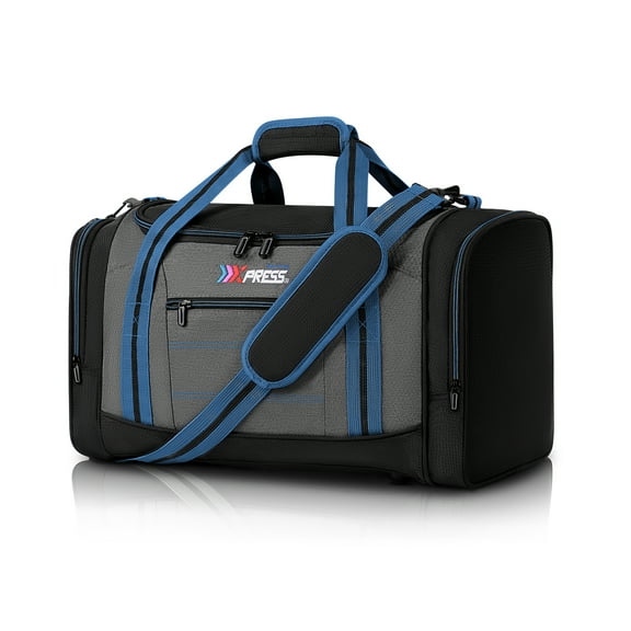 20" Travel Duffel Bag 45L Lightweight Foldable Sports Gym Bag Adjustable Strap Tear-Resistant Weekender Overnight Bag, Blue(LX298)