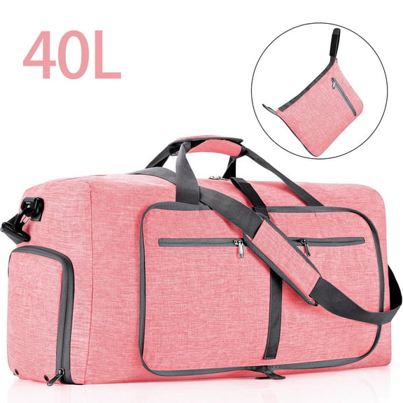 XUEYU 20" Travel Duffle Bag for Men, 40L Foldable Travel Duffel Bag with Shoes Compartment, Overnight Bag for Men Women Waterproof & Tear Resistant, Travel Bag for Traveling Camping Touring, Pink
