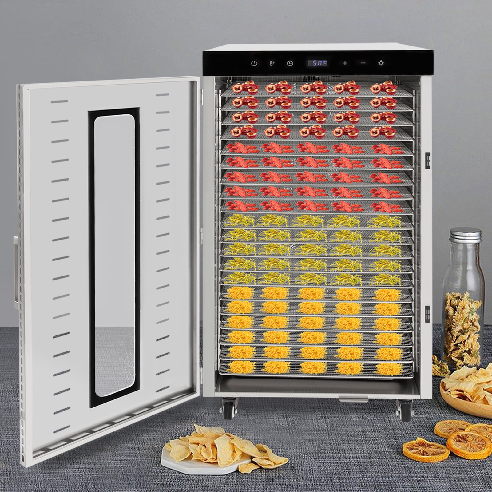 20 Tray Food Dehydrator Stainless Fruit Meat Jerky Dryer Blower Commercial 1700W Dry Various Vegetables, Fruits, Spices, Meats, Flowers, Herbs, Nuts