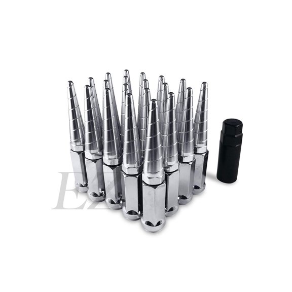 20 Twisted Spike Lug Nuts Installation Kit 14x1.5 Chrome