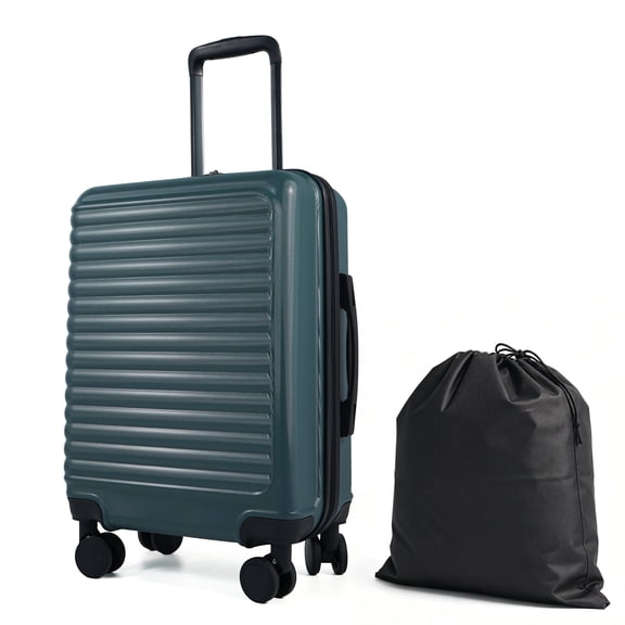 20" Underseat Hard-Sided Carry-On Luggage, Spinner Wheels, ABS,Green