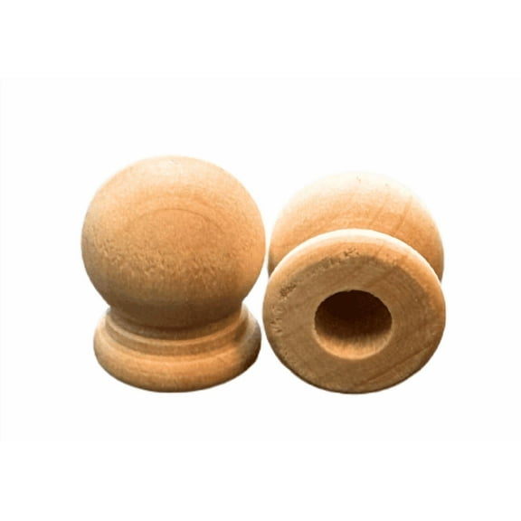 20 Unfinished Wood Finials, 3/4 Inch Tall, 1/4 Inch Hole, Set for DIY Projects, Furniture, Home Decor