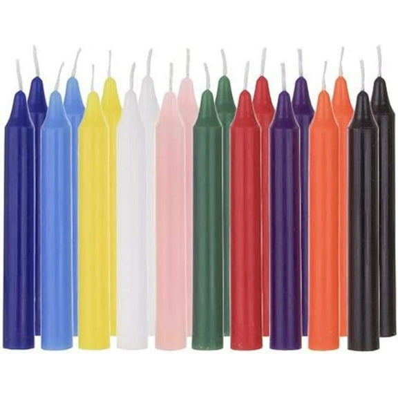 20  Unscented Assorted Colors Mini Taper Candle, 4 Inch Tall x 1/2 Inch Diameter, Great for Casting Chimes, Rituals, Spells, Vigil, Witchcraft, Wiccan Supplies, Wax Play & More