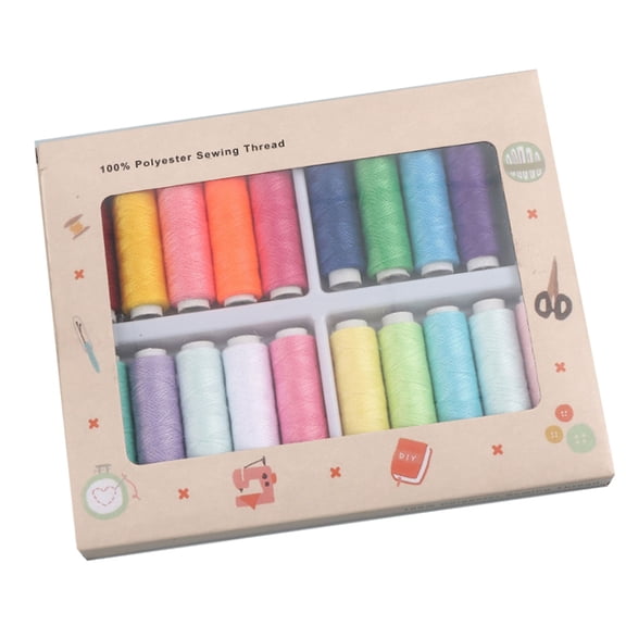 20 Varied Sewing Thread Spools With Wood Bobbins Strong Cotton for Home Tailoring