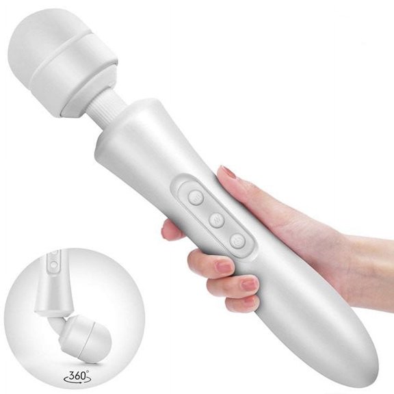 20 Vibration 8 Speed USB Rechargeable Big Head Powerful Massager for Body Therapeutic, Muscle Aches & Sports Recovery White