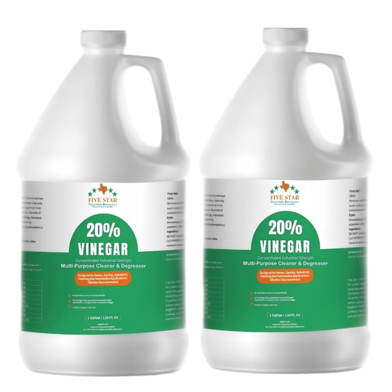 20% Vinegar Concentrated | White Vinegar for Cleaning and Garden | Home, and Outdoor Pure | Max Performance 5X Power | with Instructions | 2 Gallon (256 fl oz)