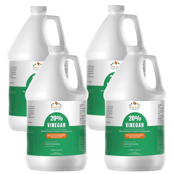 20% Vinegar Concentrated | White Vinegar for Cleaning and Garden | Home, and Outdoor Pure | Max Performance 5X Power | with Instructions | 4 Gallon (512 fl oz)