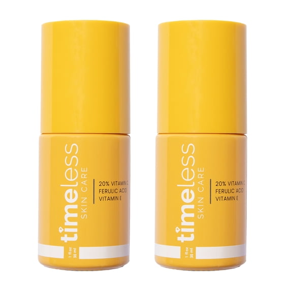 Timeless Skin Care Vitamin C Serum with Vitamin E & Ferulic Acid Brightening Serum for Oily & Dry Skin Fragrance Free 1 Fl oz (Pack of 2)