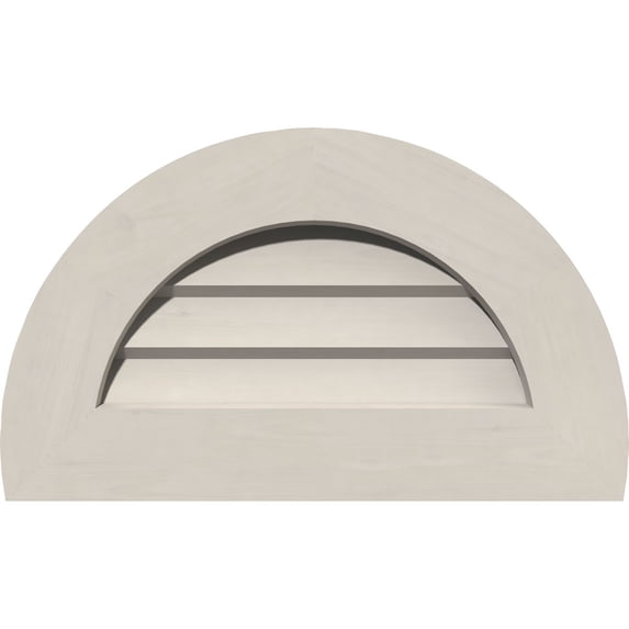 20"W x 10"H Half Round Gable Vent (25"W x 15"H Frame Size): Primed, Non-Functional, Smooth Western Red Cedar Gable Vent w/ Decorative Face Frame
