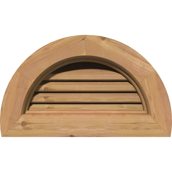 20"W x 10"H Half Round Gable Vent (25"W x 15"H Frame Size): Unfinished, Functional, Smooth Western Red Cedar Gable Vent w/ Brick Mould Face Frame