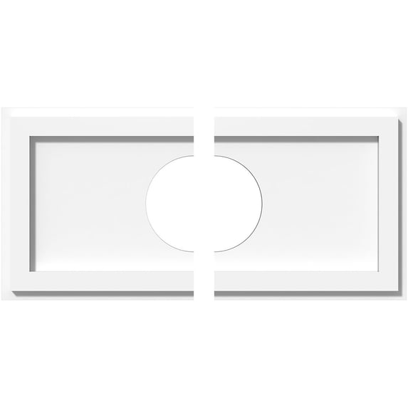 20"W x 10"H x 5"ID x 7"C x 1"P Rectangle Architectural Grade PVC Contemporary Ceiling Medallion, Two Piece