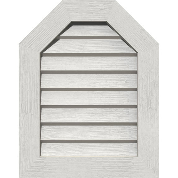20"W x 12"H Octagonal Top Gable Vent (25"W x 17"H Frame Size): Primed, Non-Functional, Rough Sawn Western Red Cedar Gable Vent w/ Decorative Face Frame