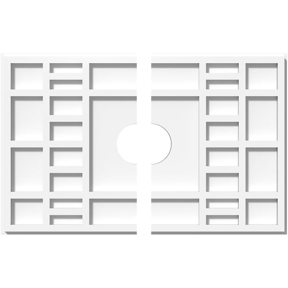 20"W x 13 3/8"H x 3"ID x 7"C x 1"P Beaux Architectural Grade PVC Contemporary Ceiling Medallion, Two Piece