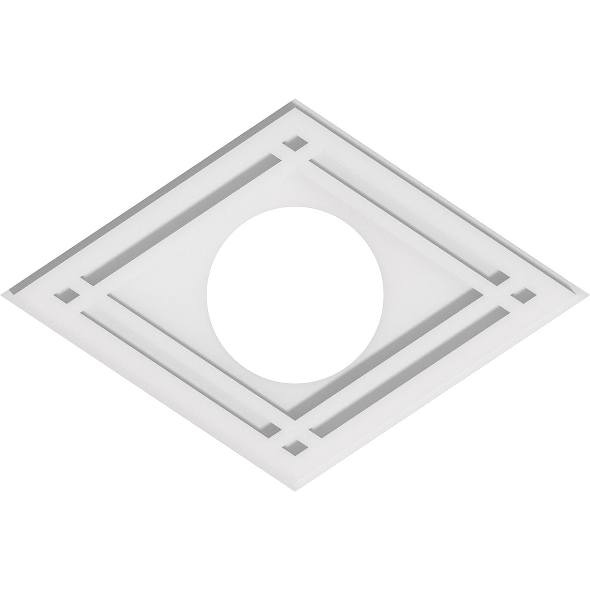 White PVC Contemporary Diamond Ceiling Medallion, 20" x 13.38"