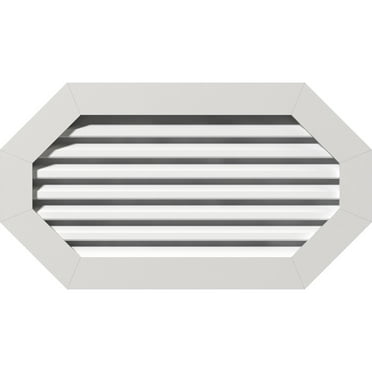 20"W x 14"H Horizontal Elongated Octagon (25"W x 19"H Frame Size): Functional, PVC Gable Vent w/ 1" x 4" Flat Trim Frame