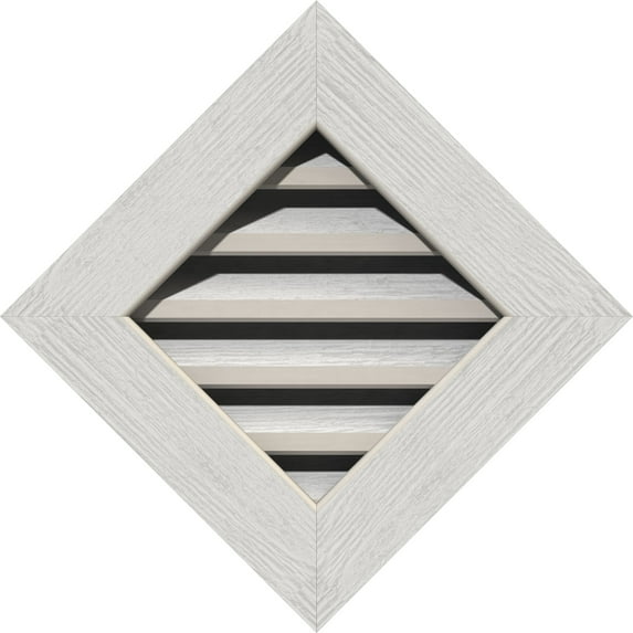 20"W x 20"H Diamond Gable Vent (26 3/8"W x 26 3/8"H Frame Size): Primed, Functional, Rough Sawn Western Red Cedar Gable Vent w/ 1" x 4" Flat Trim Frame