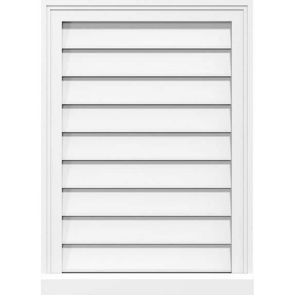 20"W x 20"H Rectangle Surface Mount PVC Gable Vent: Functional, w/ 2"W x 2"P Brickmould Sill Frame