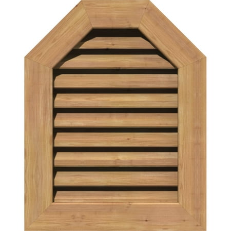 product image of 20"W x 26"H Octagonal Top Gable Vent (25"W x 31"H Frame Size): Unfinished, Functional, Smooth Western Red Cedar Gable Vent w/ 1" x 4" Flat Trim Frame