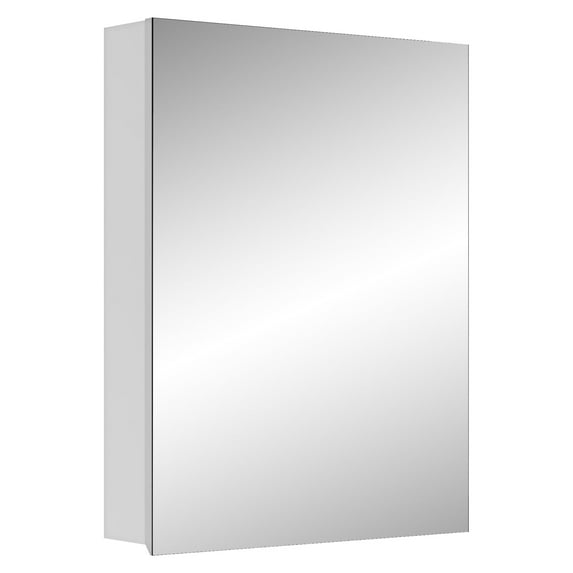 20" W x 26" H Single-Door Bathroom Medicine Cabinet with Mirror, Recessed or Surface Mount Bathroom Wall Cabinet, Beveled Edges,Silver