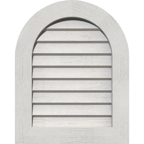 20"W x 30"H Round Top Gable Vent (25"W x 35"H Frame Size): Primed, Non-Functional, Rough Sawn Western Red Cedar Gable Vent w/ Decorative Face Frame