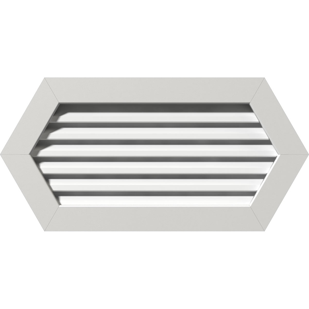 20"W x 32"H Horizontal Peaked Gable Vent (25 1/2"W x 37"H Frame Size): Functional, PVC Gable Vent w/ 1" x 4" Flat Trim Frame