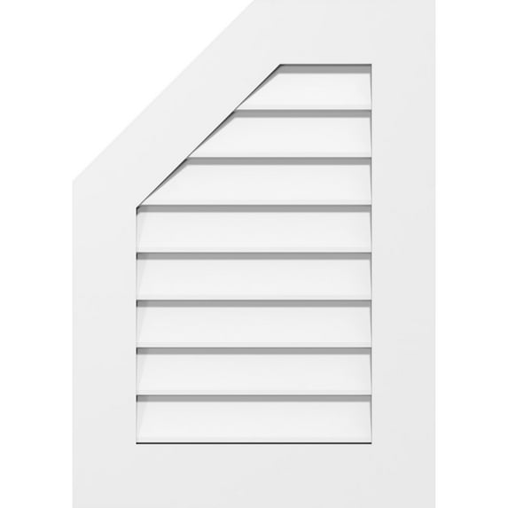 20"W x 34"H Half Octagon Top Left Surface Mount PVC Gable Vent: Non-Functional, w/ 3-1/2"W x 1"P Standard Frame
