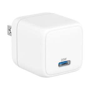 onn 20W Single USB-C Port Wall Charger, Fast Charging, USB-IF Certified, Foldable Plug, White