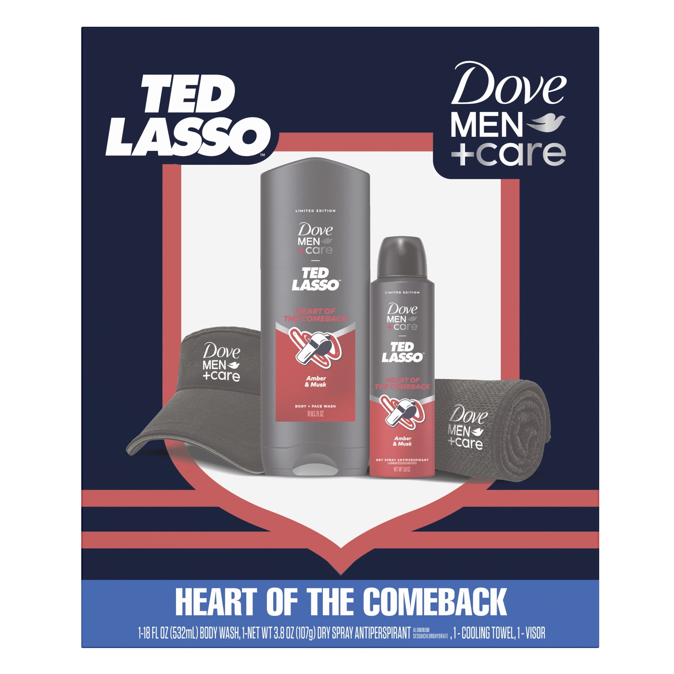 Dove Men+Care Limited Edition Heart Of The Comeback Gift Set For Hydrated Soft Skin & Odor Control, 4 Pack