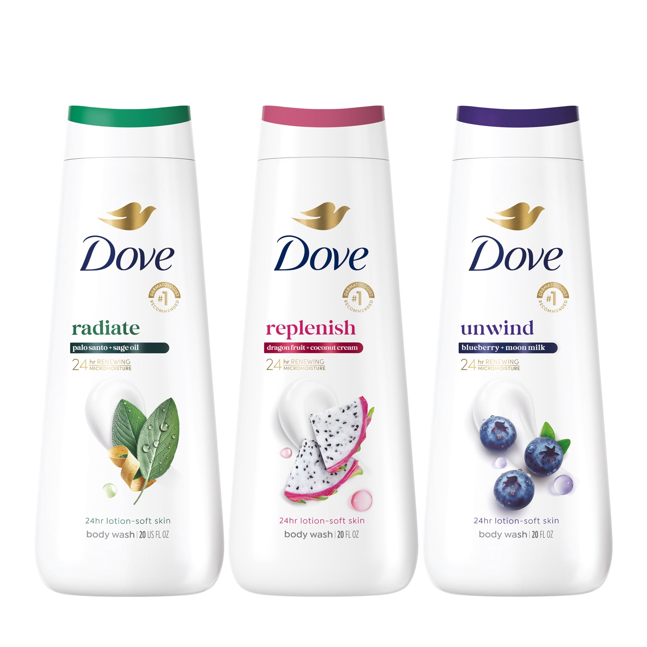 Dove Limited Edition Festive Wash Trio Gift Set For Hydrated & Soft Skin, 3 Pack