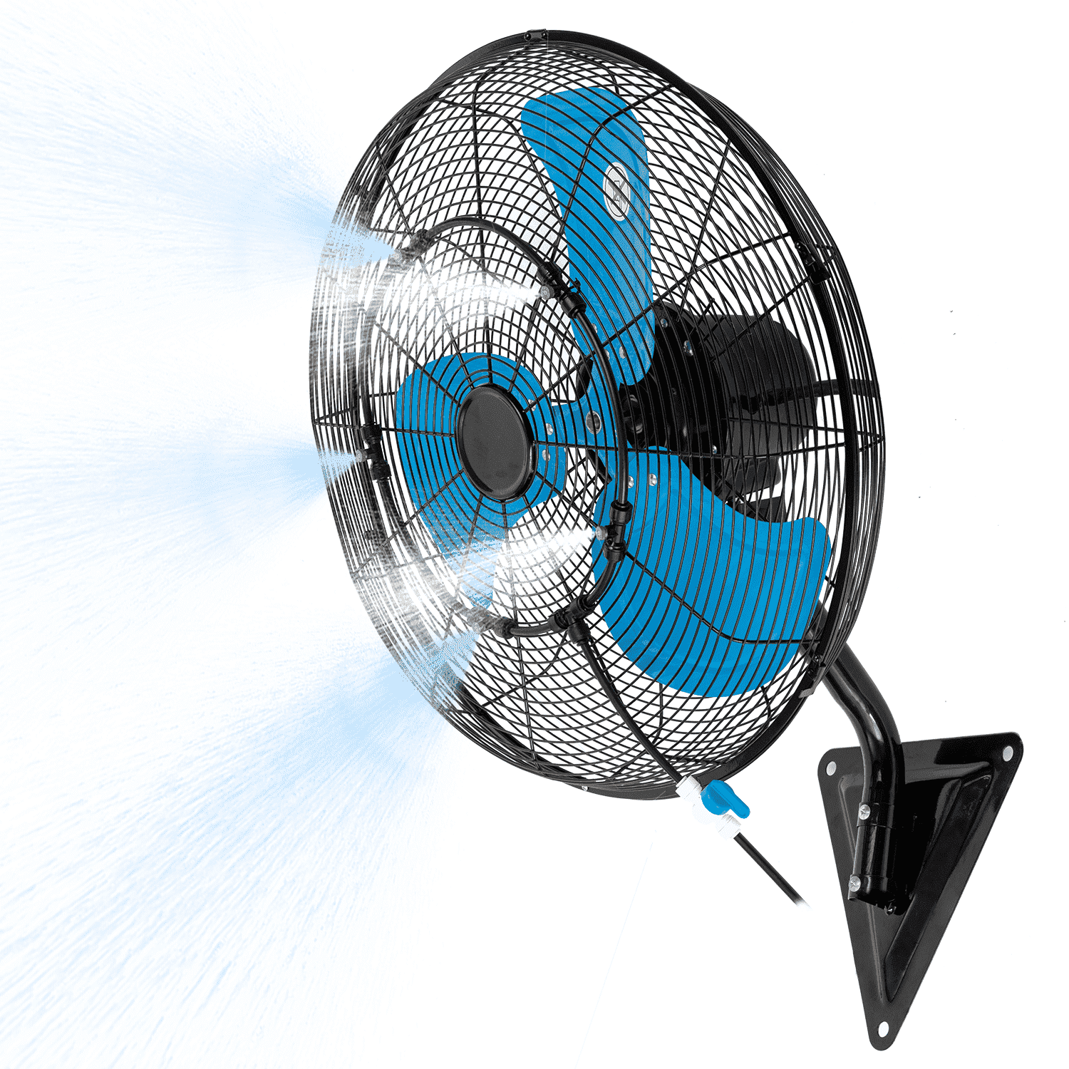 20in Wall Mount Fan with Misting, 3-Speed Industrial Wall Fan up to 7000CFM, 120°Oscillating High Airflow Cooling Fan for Garage,Home,Warehouse, Indoor/Outdoor Use, Blue