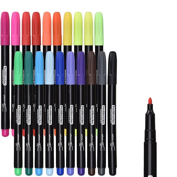 20 Washing Machine Resistant Textile Pens, Waterproof Textile Markers Fabric Painting Pens Permanent Markers, Fabric Painting Colors for T-Shirts Bags Shoes Bibs Fabric Bags Jute Bags