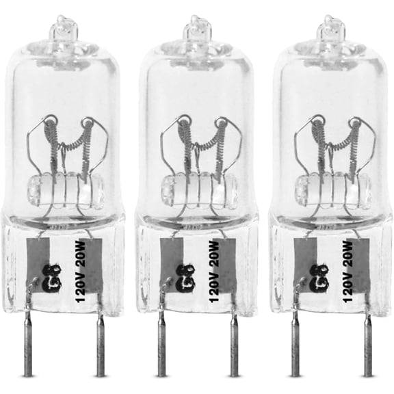 20-Watt Halon Light Bulb, Dimmable, 3000K Bright White, G8 Bi-Pin Base, 170 Lumens, 90+ CRI, Cool & Long-Lasting for Under Cabinet, Accent, Display, Task Lighting, 3-Pack