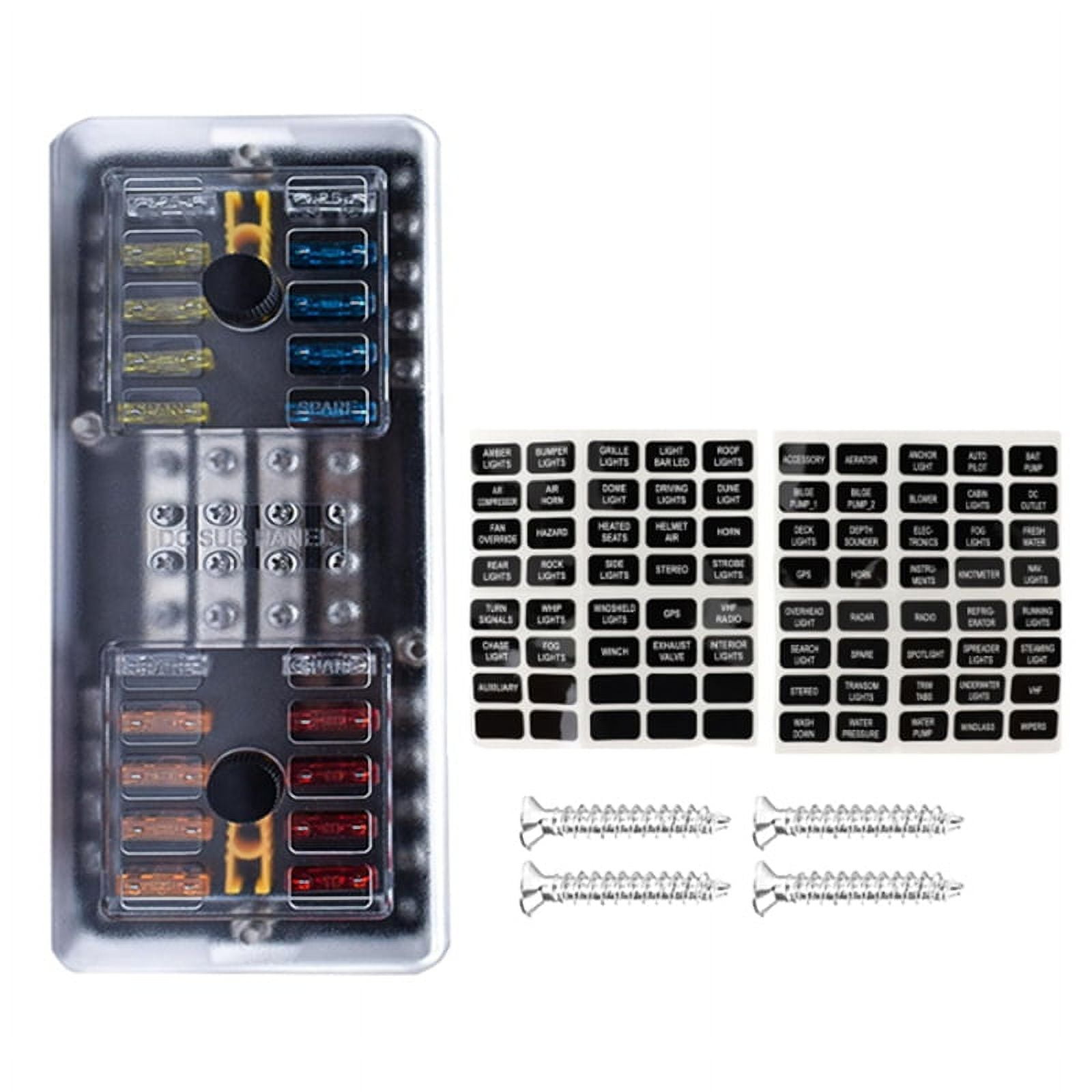 Dc Sub 20 Way Blade Fuse Block 16 Circuit Holder DC SUB Panel with Ground and ...
