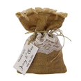 thumbnail image 1 of 20 Wedding Burlap Favor Bags Rustic With Personalized Text & Custom Paper Tags Drawstring Gift Bag Wedding Party Sack 4"x6.5" inches, 1 of 1