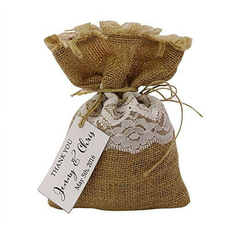 Personalized drawstring favor bags top