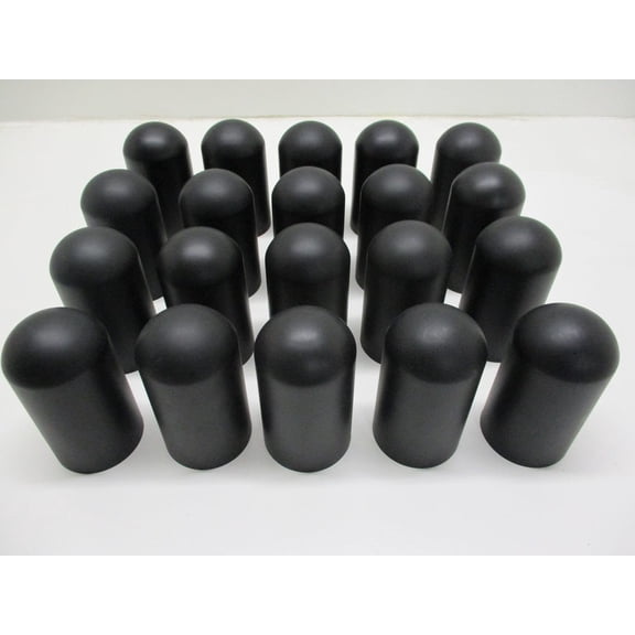 (20) Wheel Lugnut Black Plastic 33mm Thread On Dome Nut Covers Caps / 3 3/4"