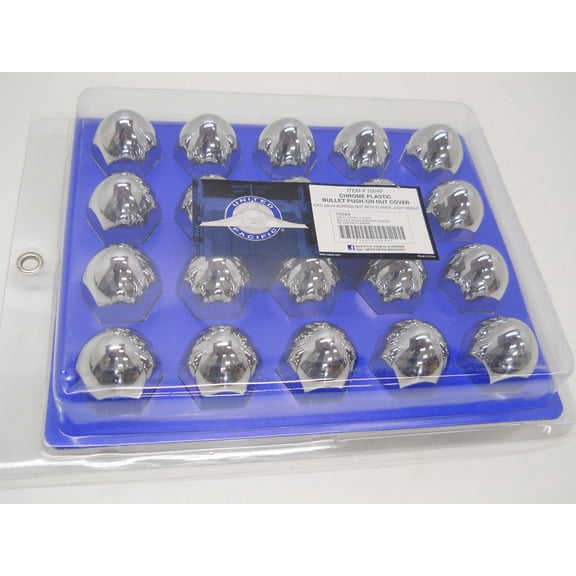 (20) Wheel Lugnut Chrome Plastic 33mm Push On Bullet Nut Covers Caps / Flange