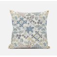 thumbnail image 1 of 20â€ White Blue Patch Suede Throw Pillow, 1 of 3
