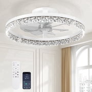 AIDEL 20 Ceiling Fan with Light, Flush Mount Low Profile, Smart App & Remote Control, Reversible DC Motor, Dimmable LED, White