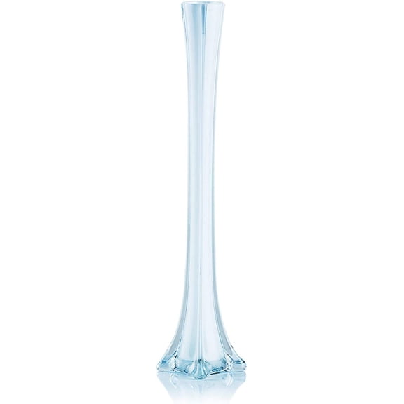 20" White Eiffel Tower Glass Vase, 1" Opening, Sturdy Base - Floral Centerpiece for Weddings, Events & Home Decor
