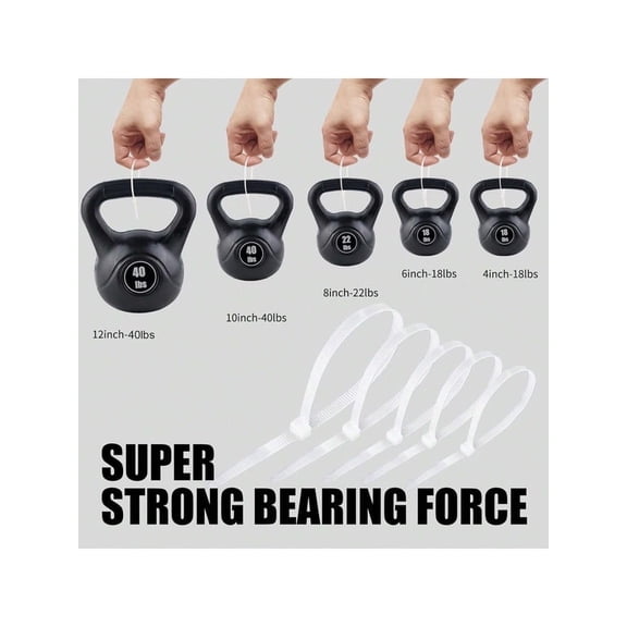 20" White Zip Ties Heavy Duty Nylon UV Resistant UL Bulk 100 PCS