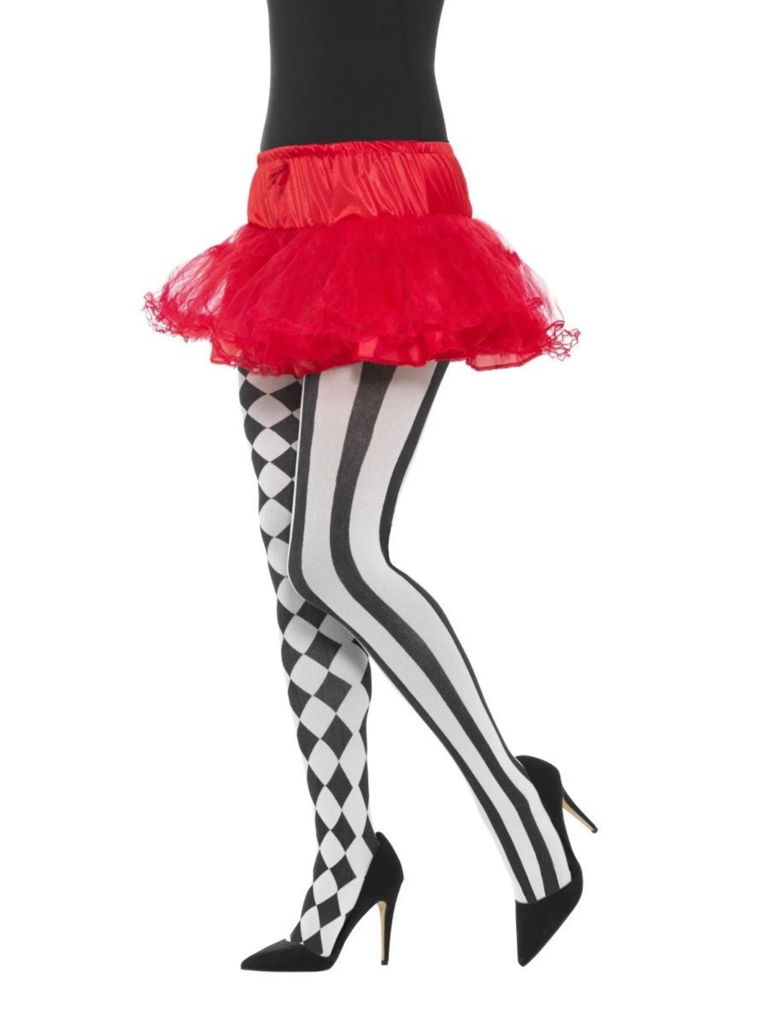 Harlequin Tights Black White Ladies Costume Accessory